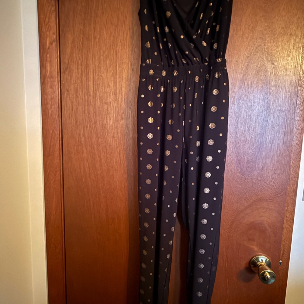 Elegant Black Jumpsuit with Gold Accents